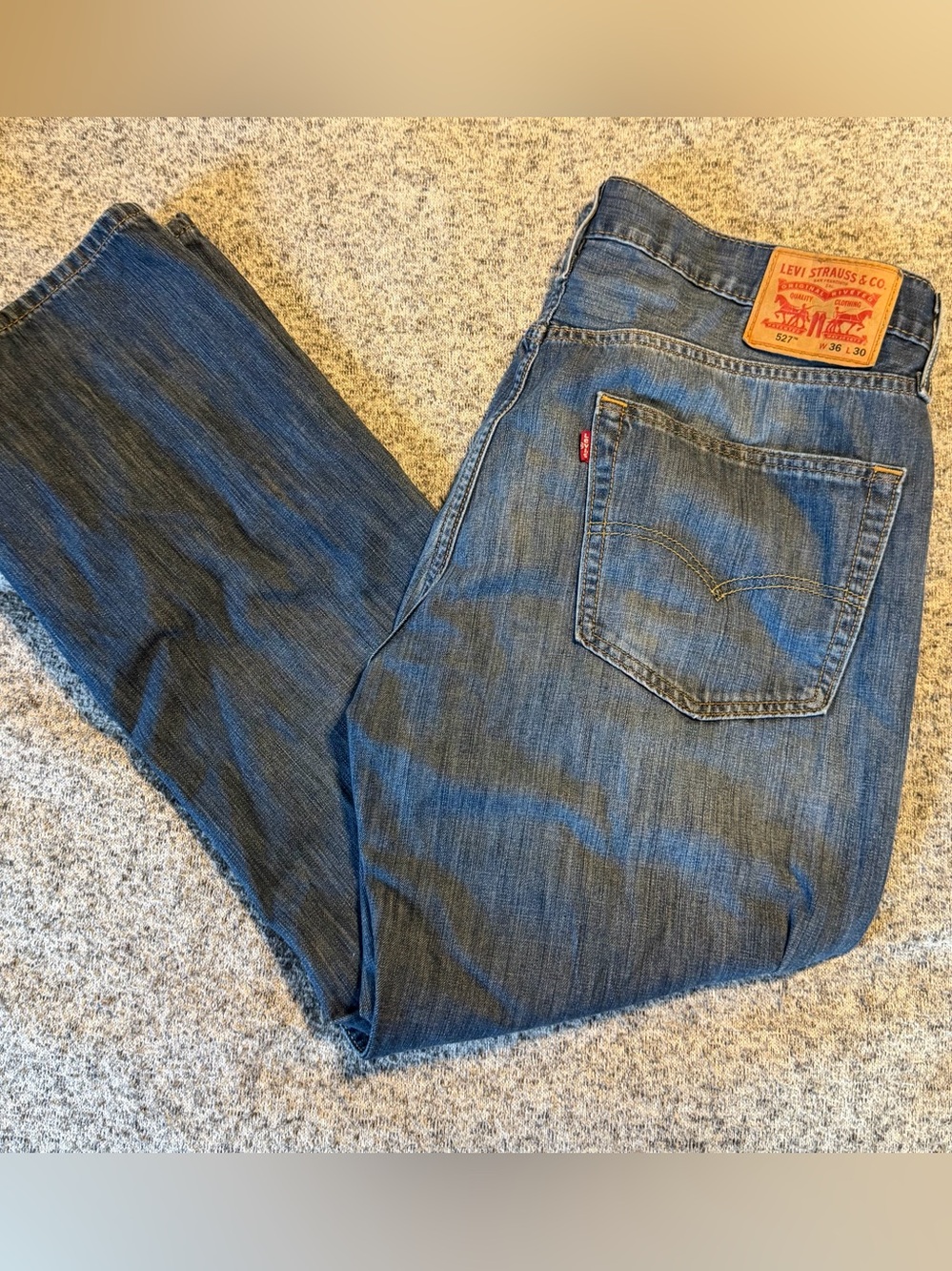 Levi's 527 Men Jeans 36x30 Blue Denim Slim Bootcut Mid Rise Dark Wash
